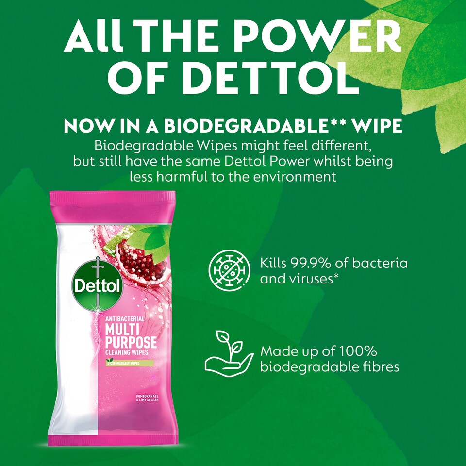 image 1 of Dettol Antibacterial Cleaning Wipes Pomegranate & Lime 105 Pack