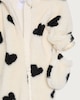 image 3 of F&F Baby Fleece Heart Print Pramsuit in Cream
