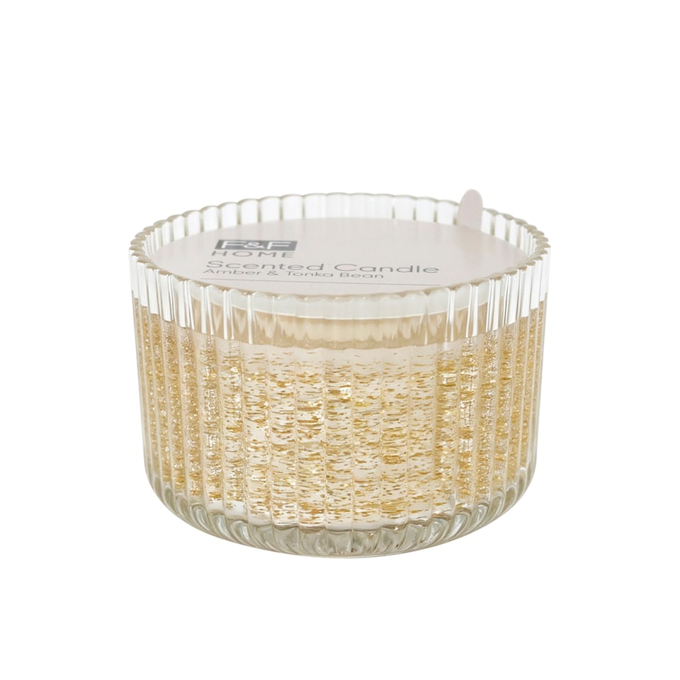 F&F Home Gold Light Up Ribbed Candle 170g