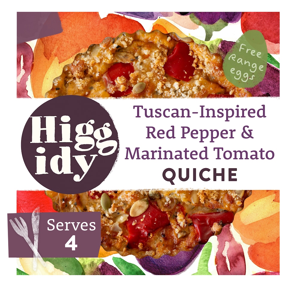 image 1 of Higgidy Tuscan-Inspired Red Pepper & Marinated Tomato Quiche with Smoky Aubergine 400g