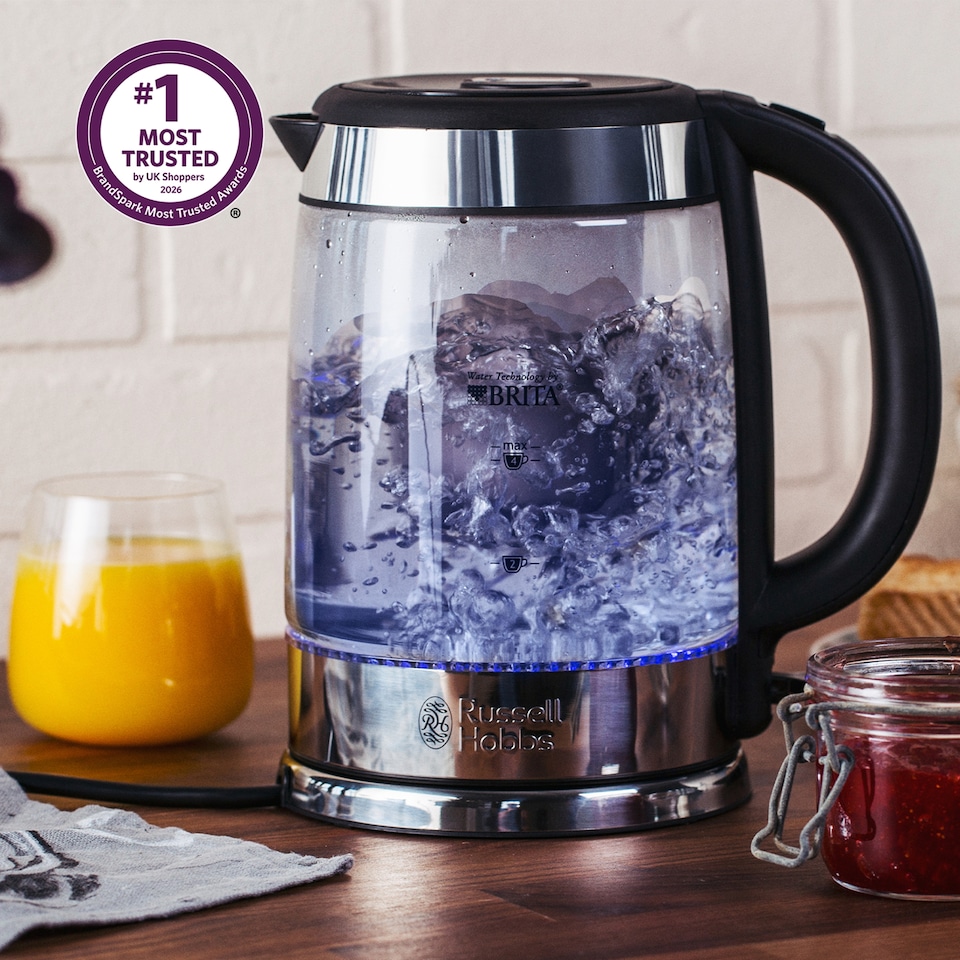 image 1 of Russell Hobbs Brita Purity Water Filter Glass Kettle