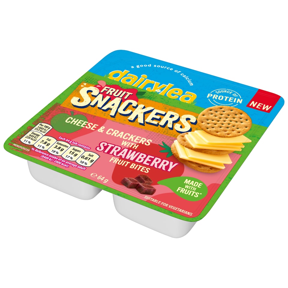 image 1 of Dairylea Fruit Snackers Cheese & Crackers with Strawberry Fruit Bites 64g