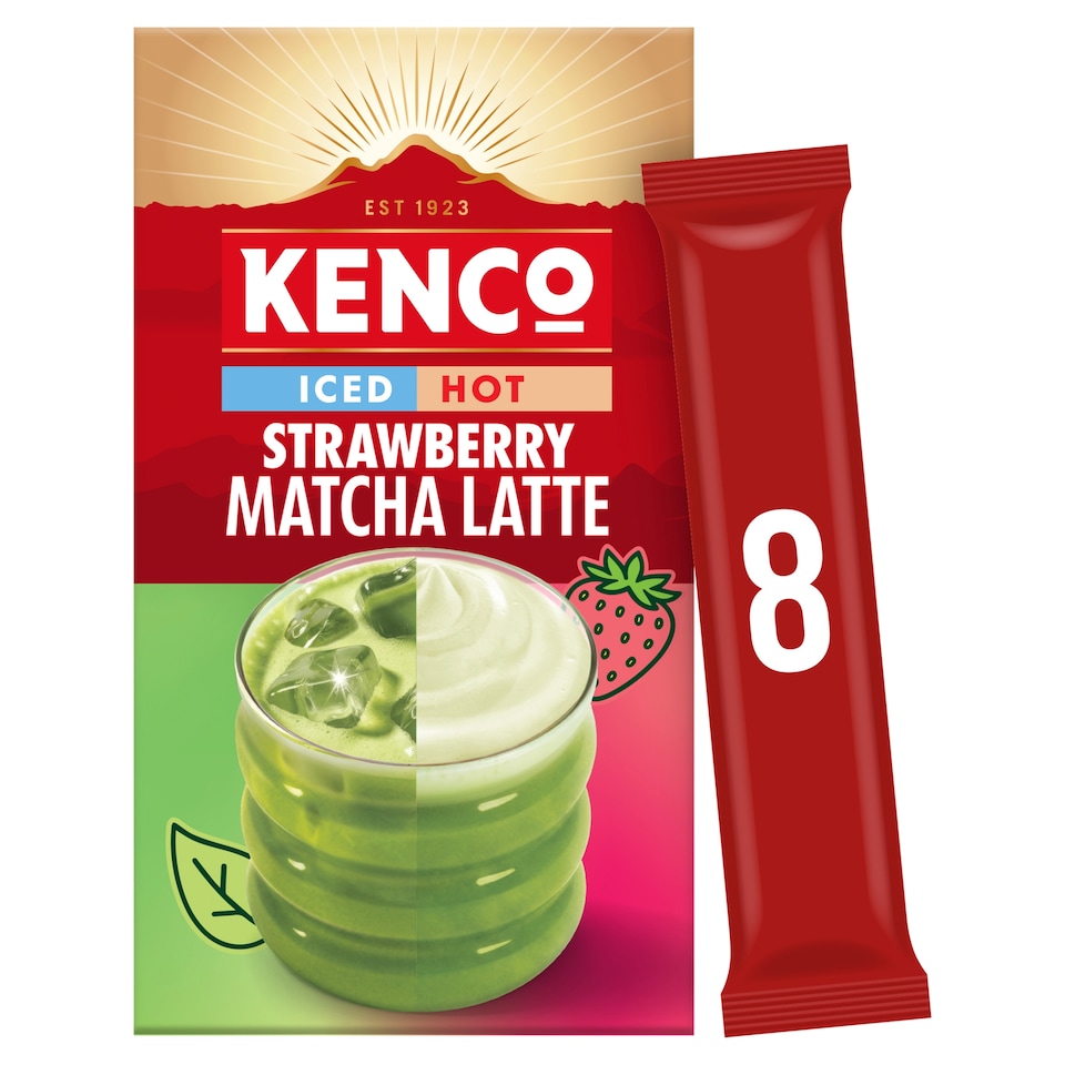 image 1 of Kenco Iced or Hot Strawberry Macha Latte 8 pack 145.6G