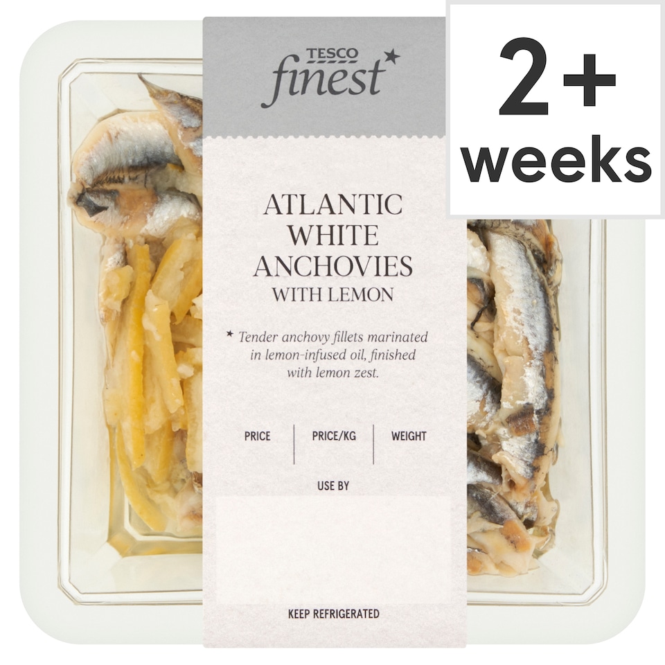 Tesco Finest Atlantic White Anchovies with Lemon 130g
