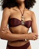 image 2 of F&F Embellished Bandeau Halter Neck Bikini Top in Chocolate