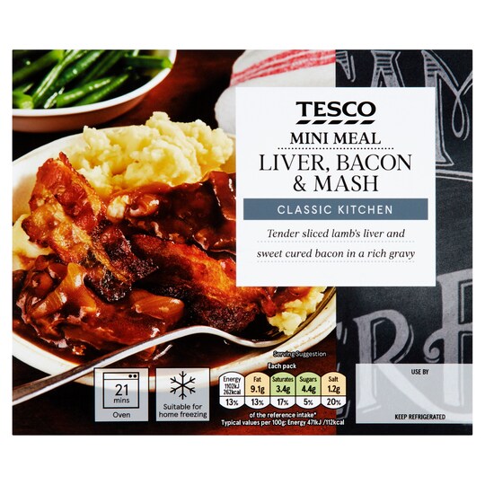 Tesco Mini Meals Liver Bacon And Mash 250G Tesco Groceries