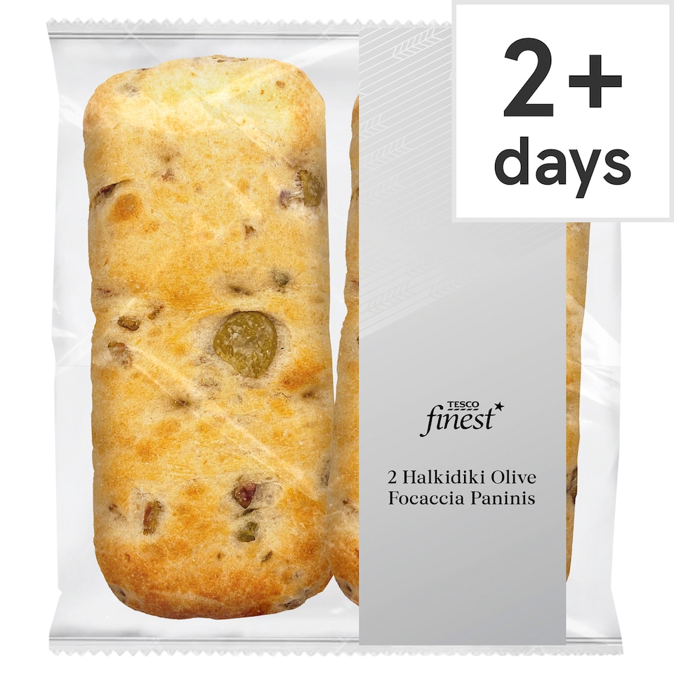 Tesco Finest Halkidiki Olive Focaccia Panini 2 Pack
