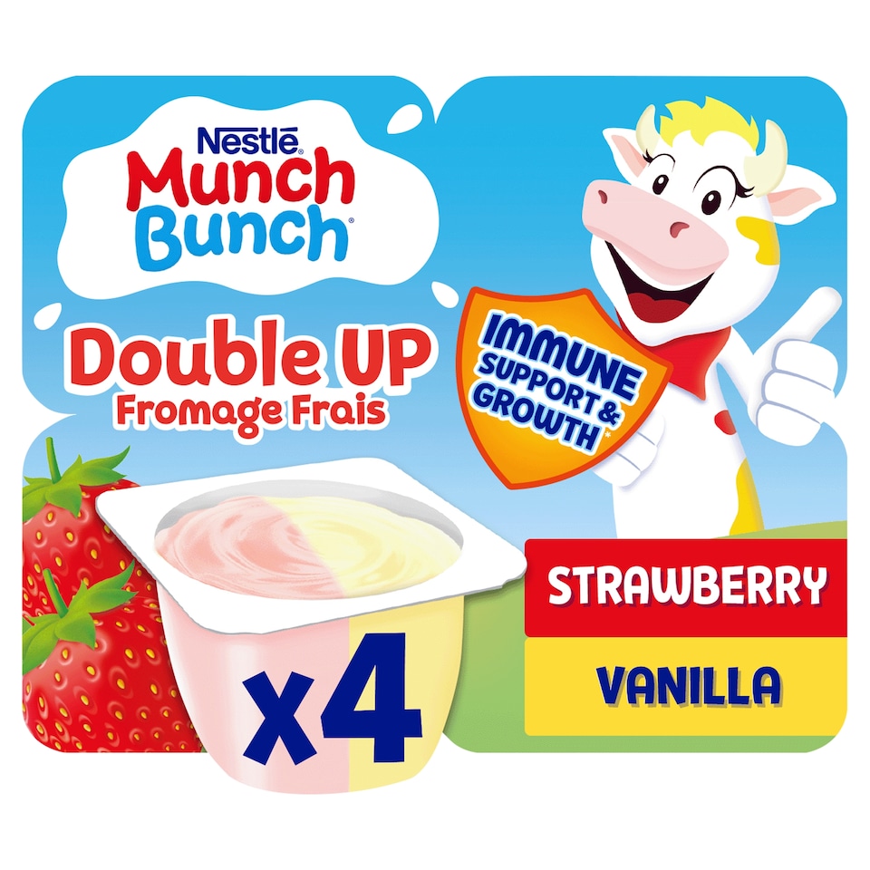 Munch Bunch Double Up Fromage Frais Strawberry Vanilla 4 x 85g (340g)