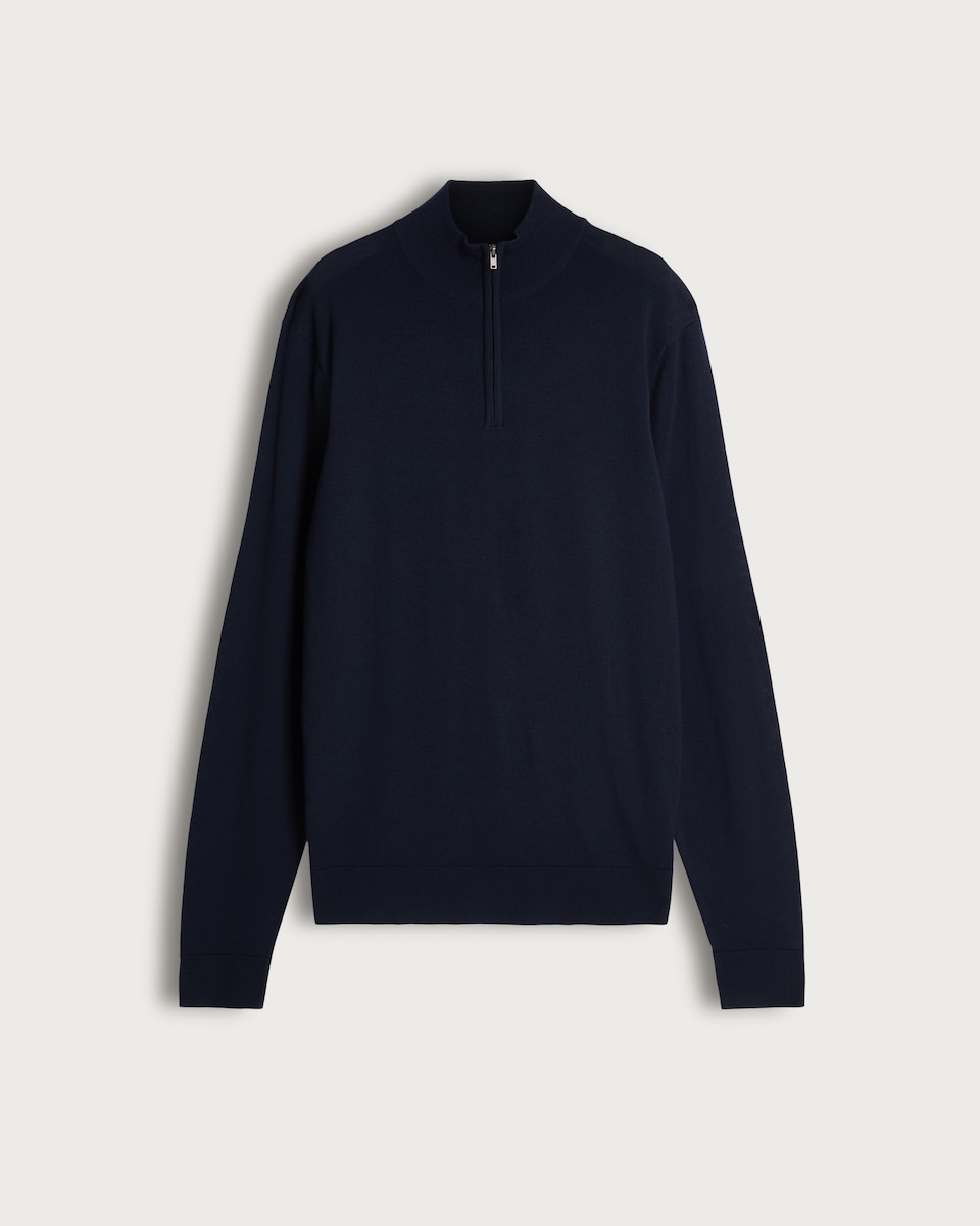 image 1 of F&F Pure Merino Wool High Neck Jumper in Navy