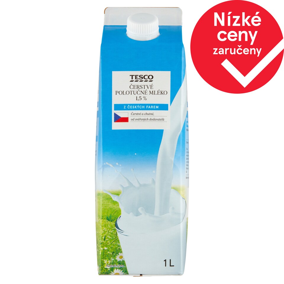 Tesco Fresh Milk Semi Skimmed 1.5% 1L