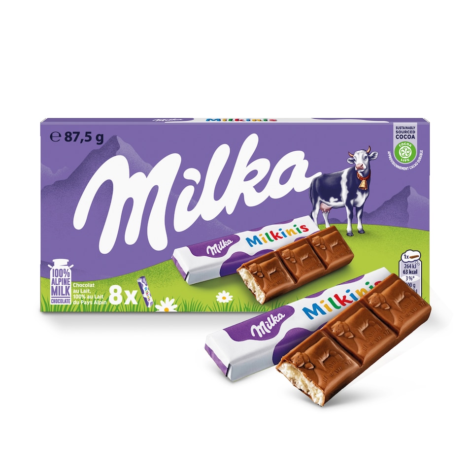 image 1 of Milka Milkinis Milk Chocolate Bars with Milk Filling 8 pcs 87.5g