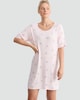 image 1 of F&F Snowflake Print Short Sleeved Nightdress in Pink