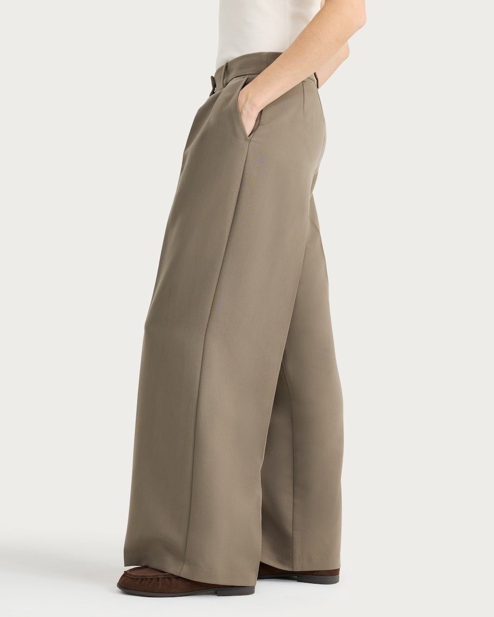 image 1 of F&F Double Pleated Super Wide Leg Co-ord Trousers in Brown
