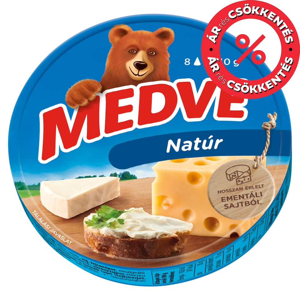 Medve natúr kenhető, zsíros ömlesztett sajt 8 x 17,5 g (140 g)