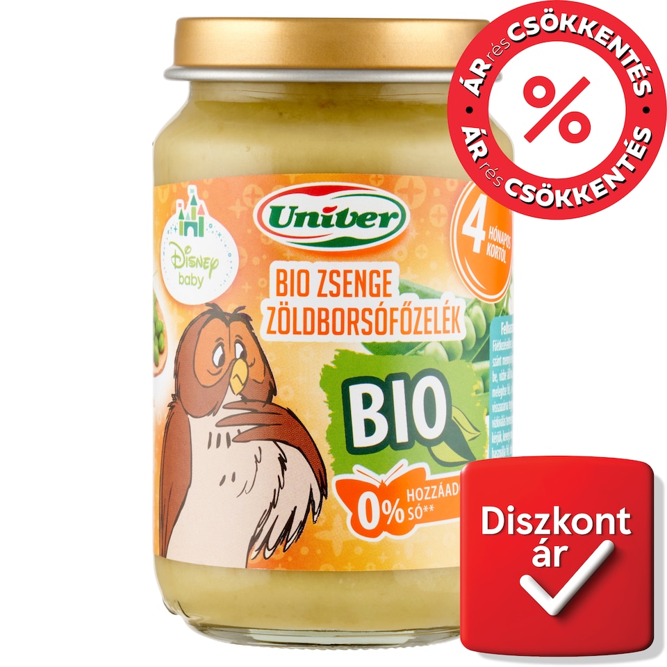 Univer bio zsenge zöldborsófőzelék bébiétel, 4 hónapos kortól 163 g  1. kép