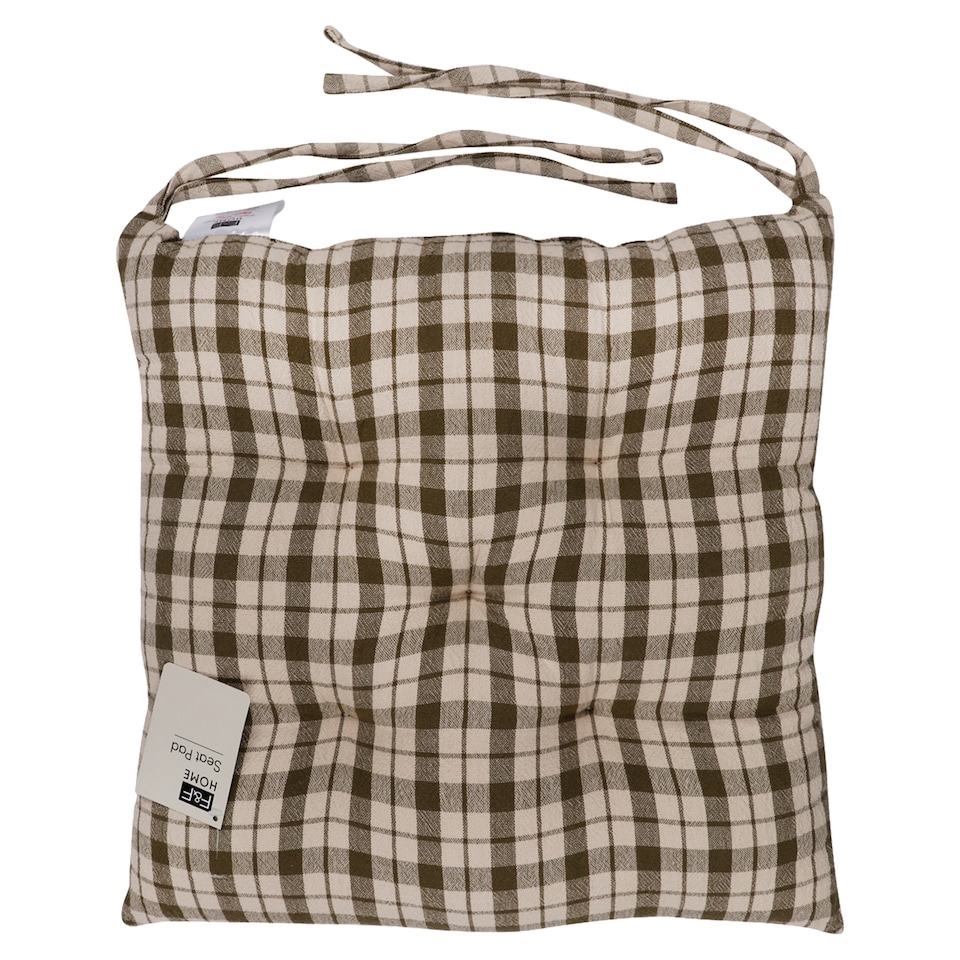 F&F Home Gingham Green Seat Pad