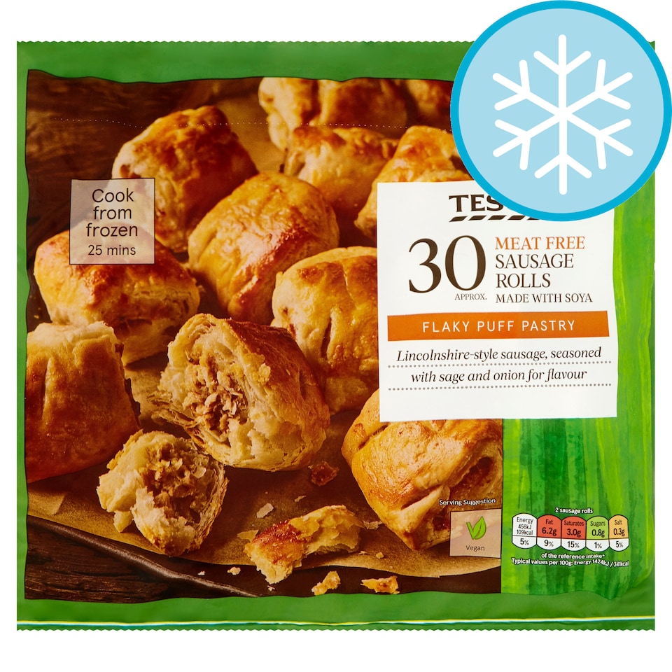 Tesco 30 Meat Free Sausage Rolls 600G