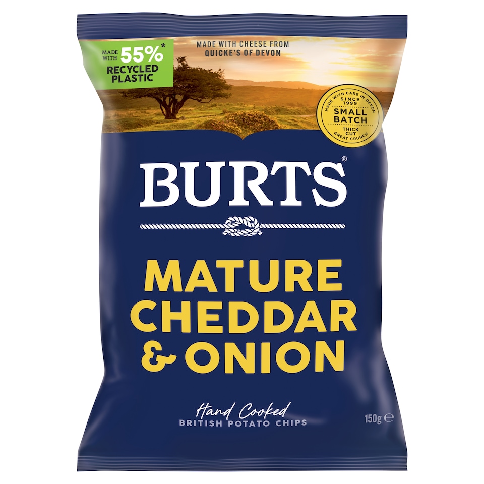 Burts Potato Chips Mature Cheddar & Onion 150G