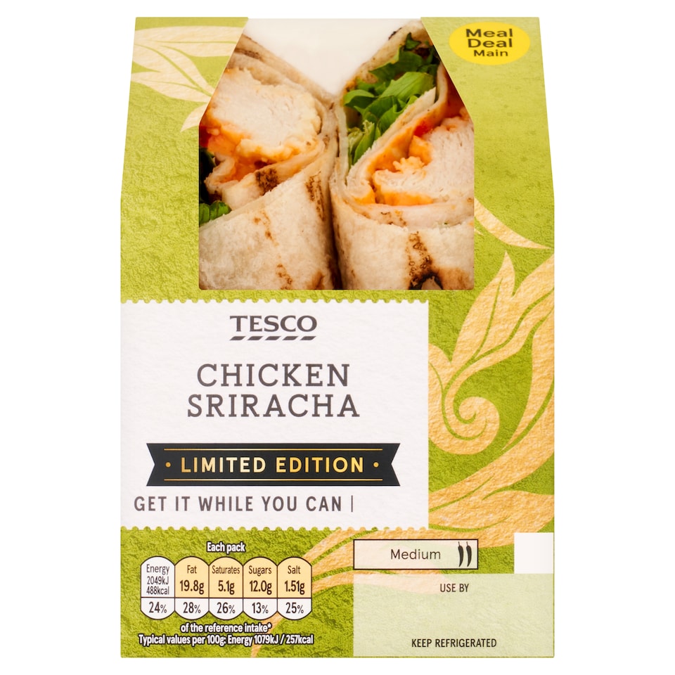 Tesco Chicken Sriracha Wrap