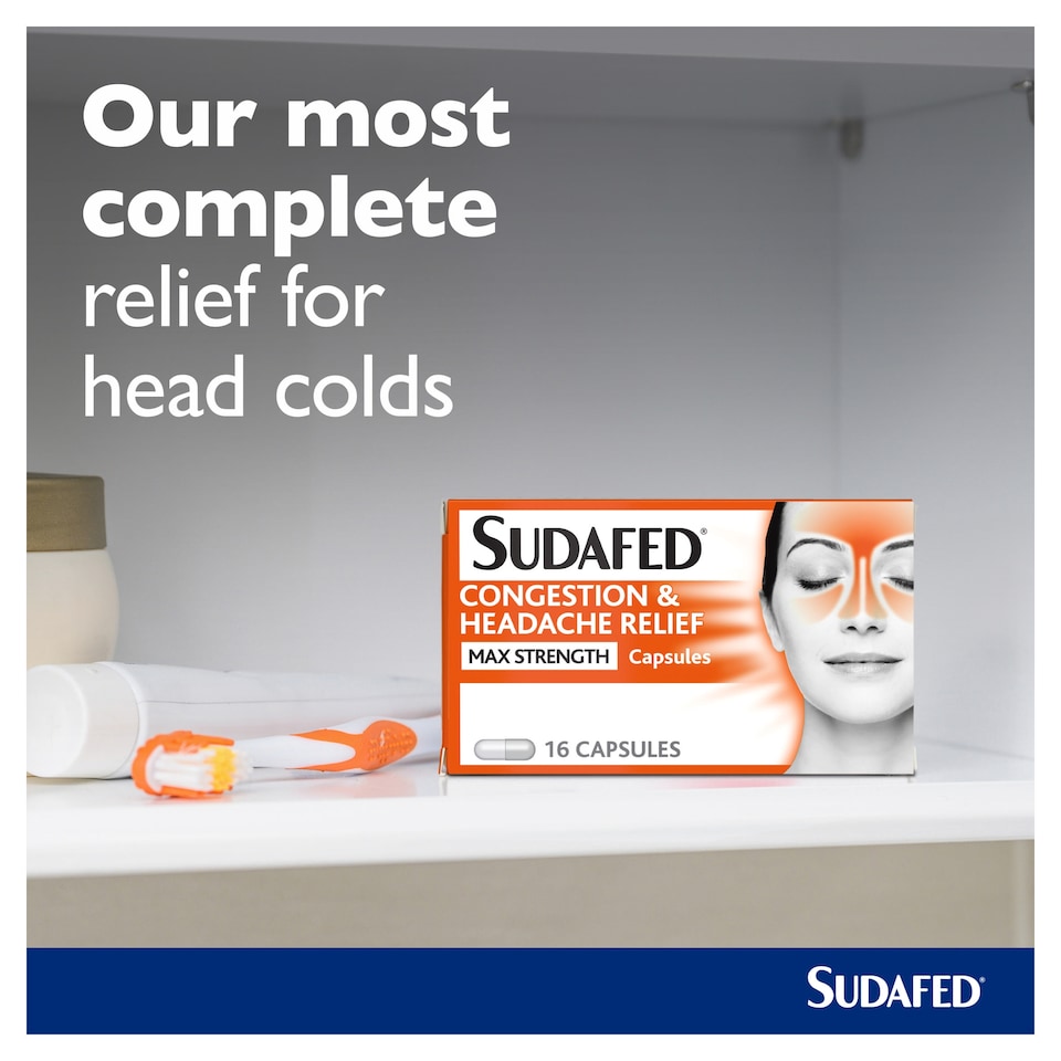 image 1 of Sudafed Congestion & Headache Relief Max Strength Capsules 16s