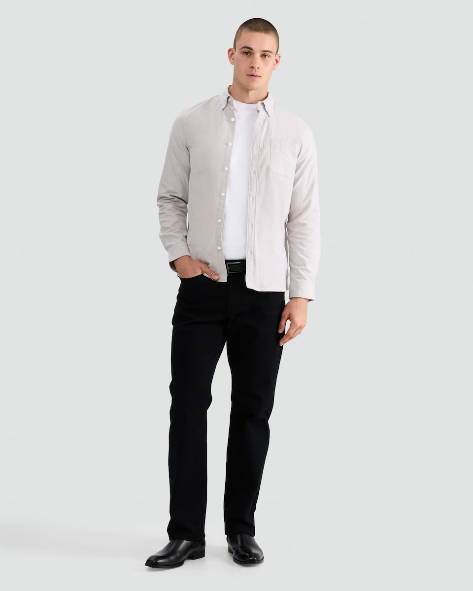 image 1 of F&F Pure Cotton Brushed Button Down Oxford Shirt in Tan
