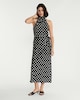 image 2 of F&F Satin Polka Dot Halterneck Midi Dress in Black