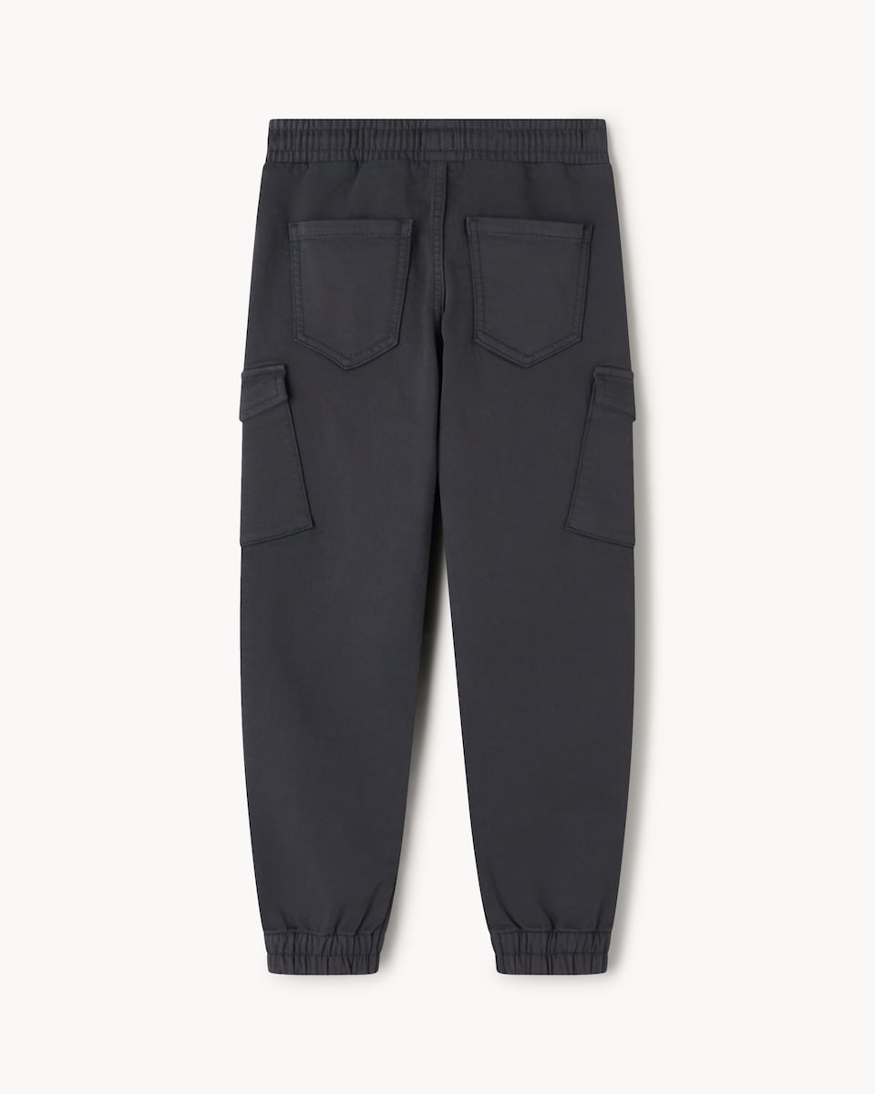 image 1 of F&F Boys Cotton Rich Cuffed Cargo Trousers in Grey