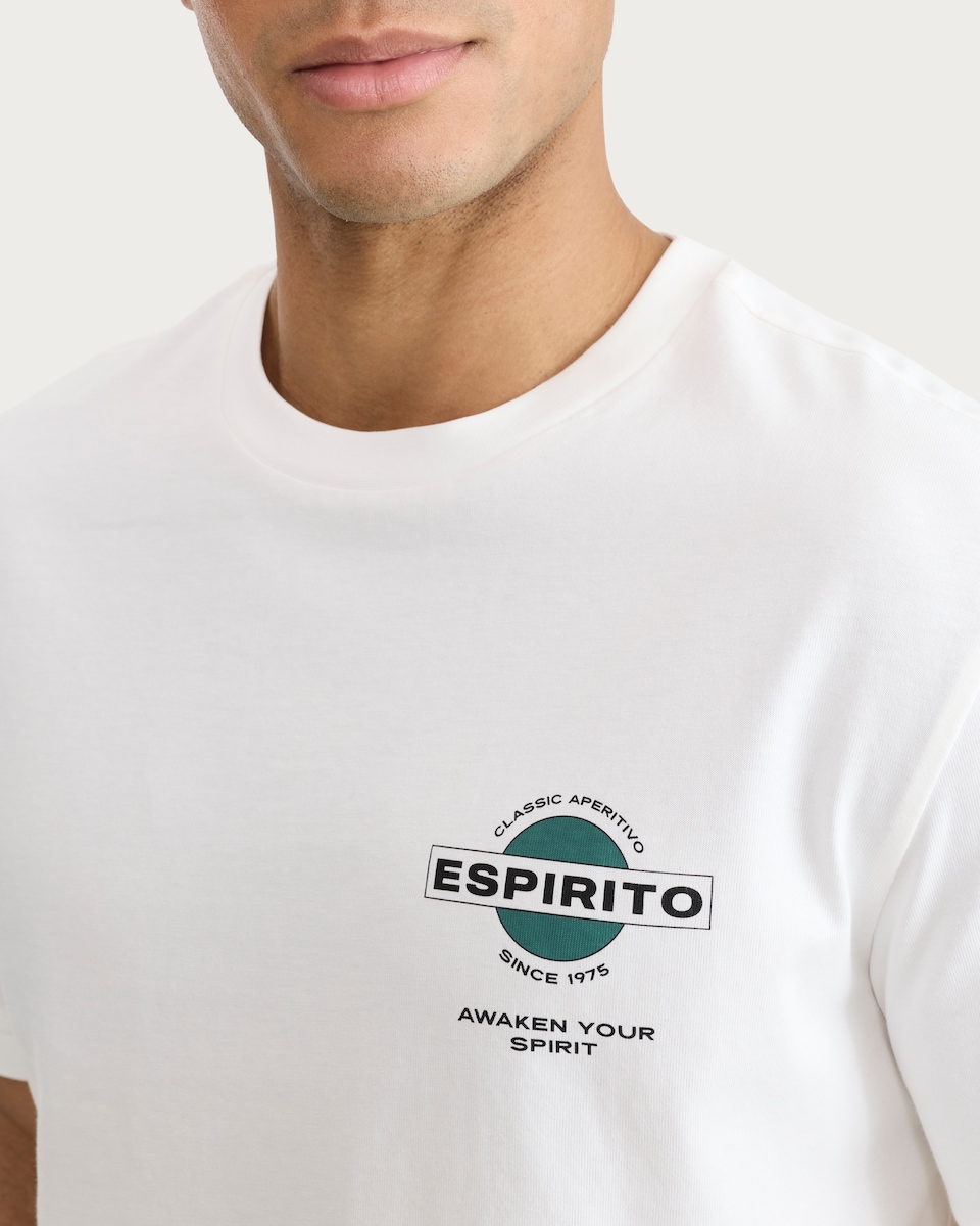 image 1 of F&F Pure Cotton Espirito Slogan Relaxed Fit T-Shirt in Cream