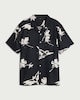 image 4 of F&F Edit Cotton Rich Floral Print Short Sleeved Shirt in Multi Black