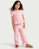 image 1 of F&F Girls 2-Piece Cotton Rich Textured Top and Trousers Set in Pink