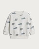 image 4 of F&F Boys Cotton Rich Racing Car Print Sweatshirt in Cream