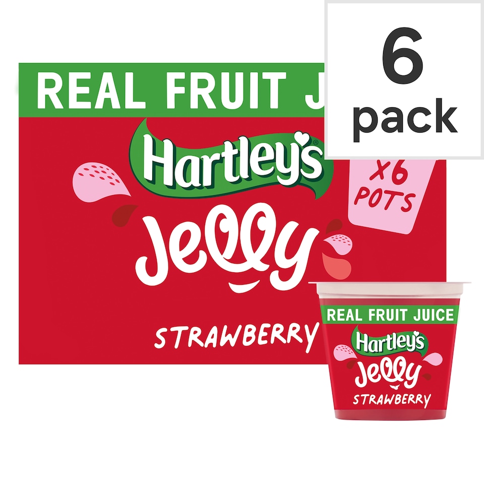 Hartleys Multipack Ready To Eat Strawberry Jelly 6 X125g