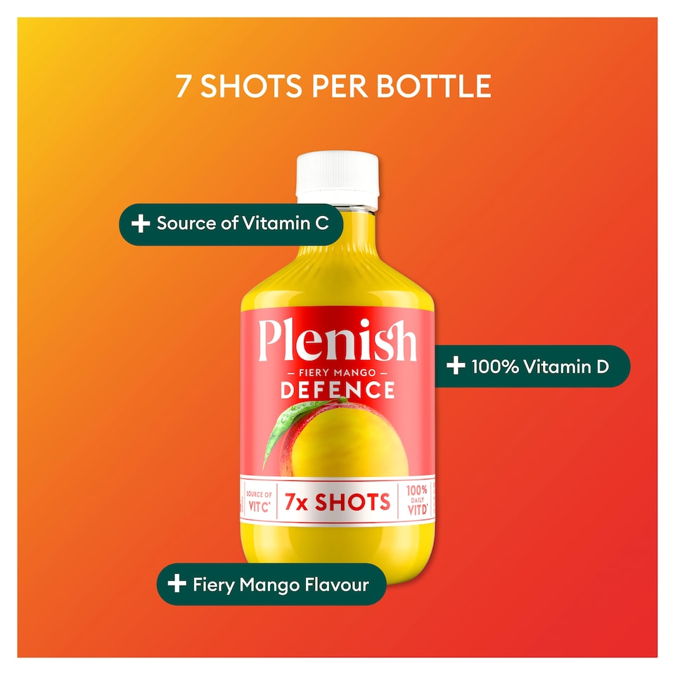 image 1 of Plenish Mango Vitamin D Dosing Bottle 7x Shots 420ml