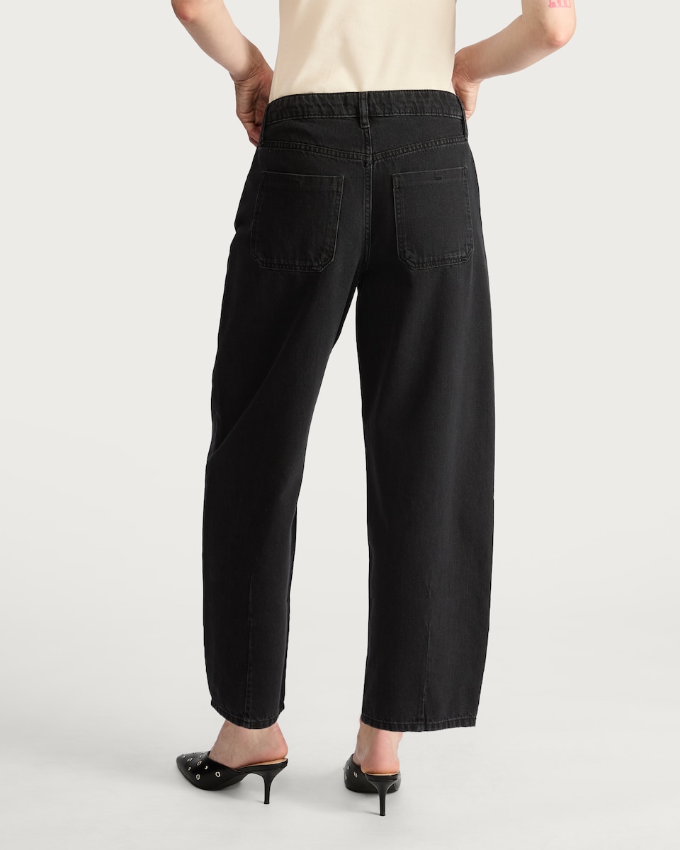 image 1 of The F&F Edit Barrel Leg Jeans in Black