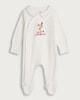 image 1 of F&F Baby Cotton Rich My First Christmas Slogan Sleepsuit in White