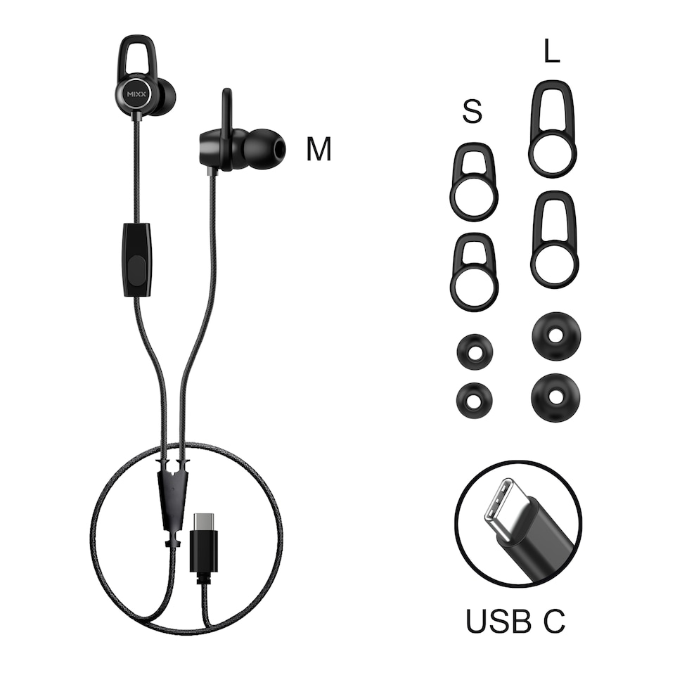 image 1 of Mixx SoundPort C USB C Wired Earphones Black