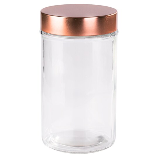 Tesco Round Storage Jar With Copper Lid 1L Tesco Groceries