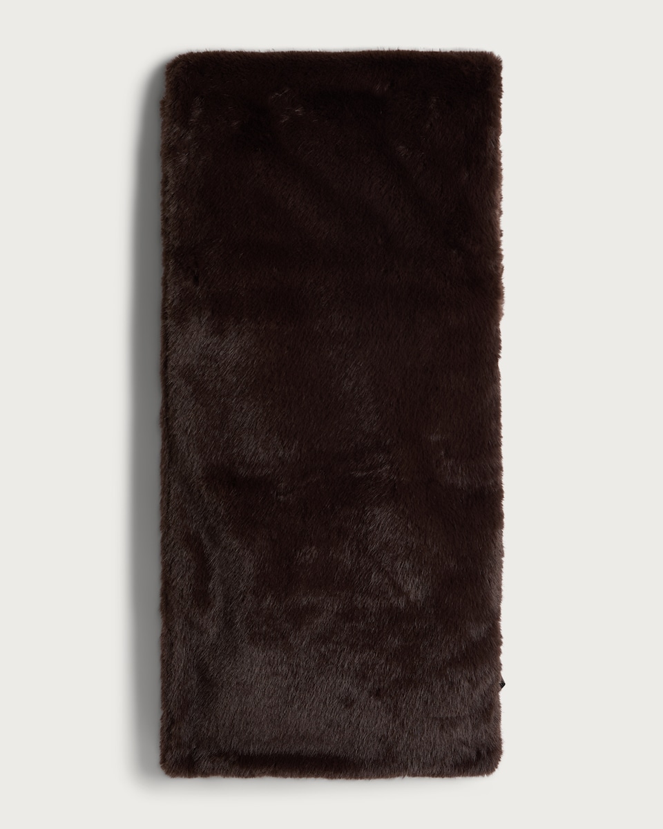 image 1 of F&F Faux Fur Oversized Scarf in Brown