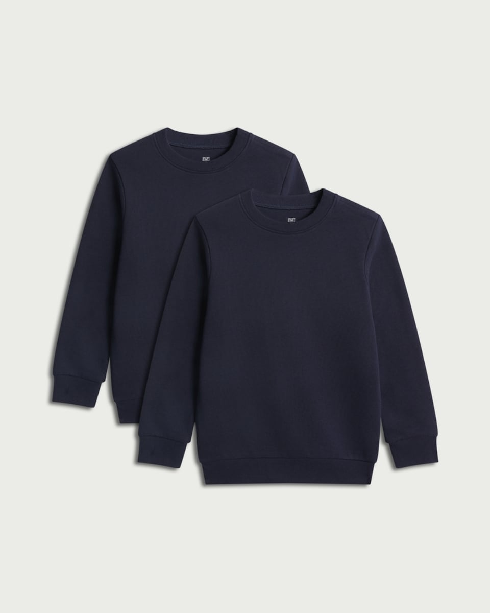 image 1 of F&F School Unisex 2-Pack Cotton Rich Sweatshirts in Navy