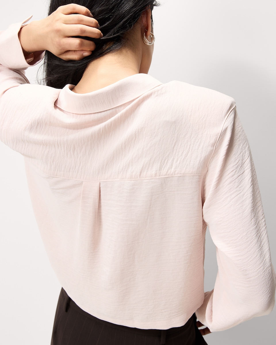 image 1 of F&F Long Sleeved Cropped Shirt in Pink
