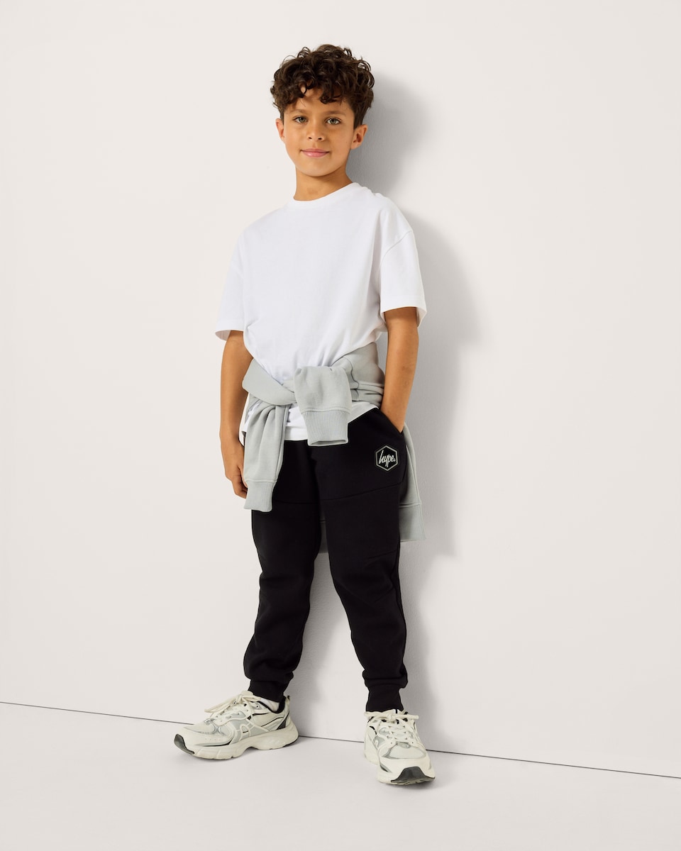 image 1 of Hype Cotton Rich Cuffed Joggers in Black