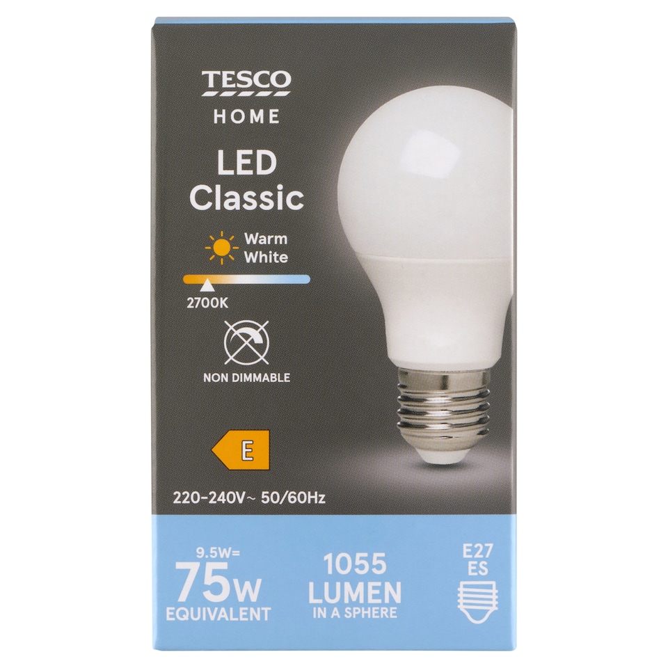 Obrázek 1 pro produkt Tesco Home LED žárovka 9,5W E27 teplé bílé světlo 1 ks