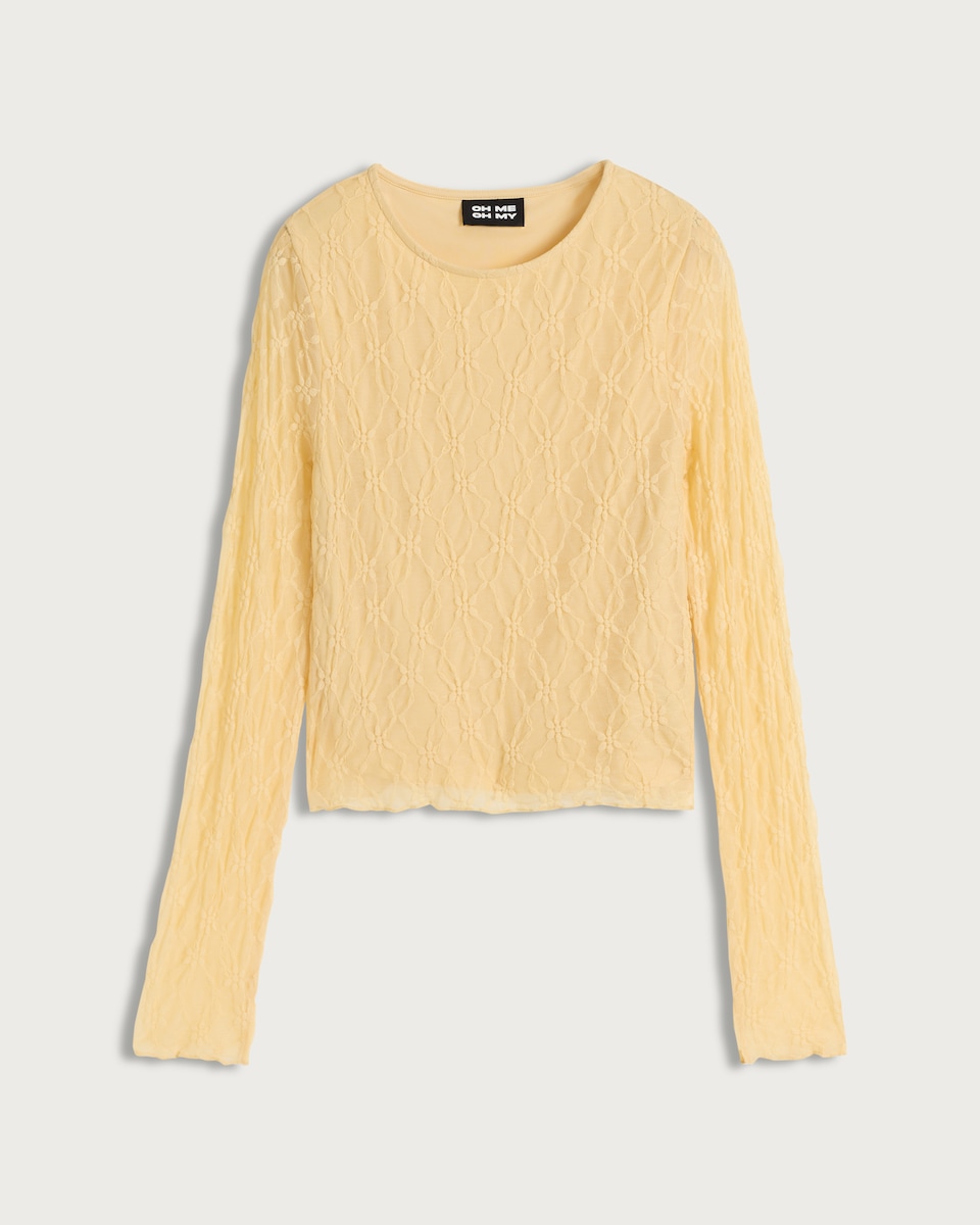 image 1 of OH ME OH MY Floral Lace Long Sleeved Top in Yellow