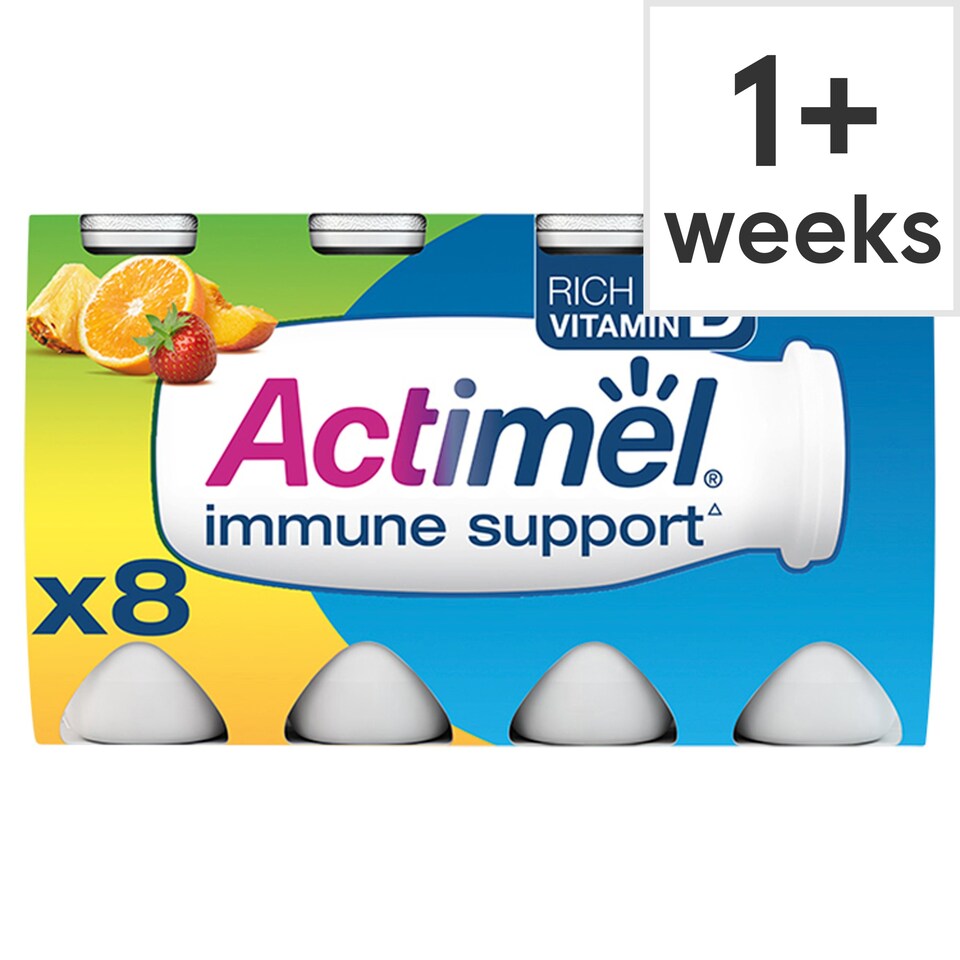 Actimel Multifruit Immunity Live Yoghurt Drink Multipack 8X100g Tesco