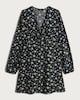 image 4 of F&F Floral Tie Neck Long Sleeved Mini Dress in Multi Black
