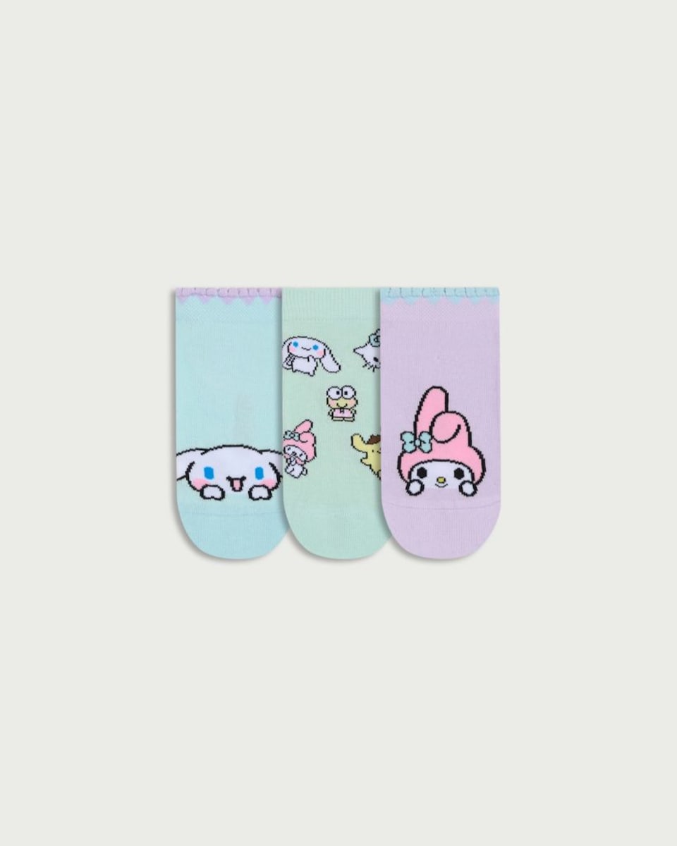 Hello Kitty and Friends 3-Pack Cotton Rich Character Trainer Socks in Multi