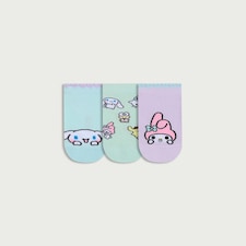 Hello Kitty and Friends 3-Pack Cotton Rich Character Trainer Socks in Multi