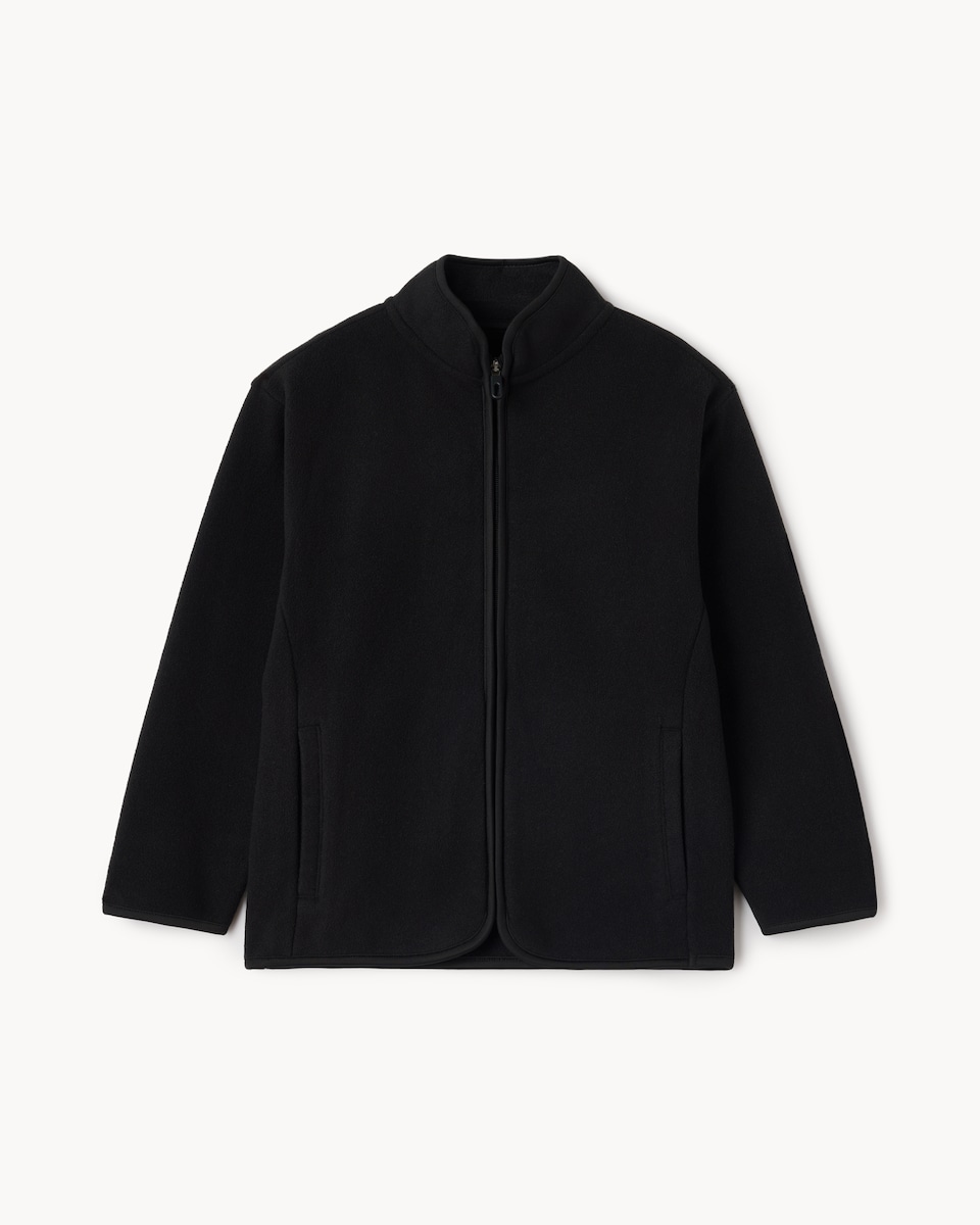 image 1 of F&F School Unisex Zip Up Fleece Jacket in Black