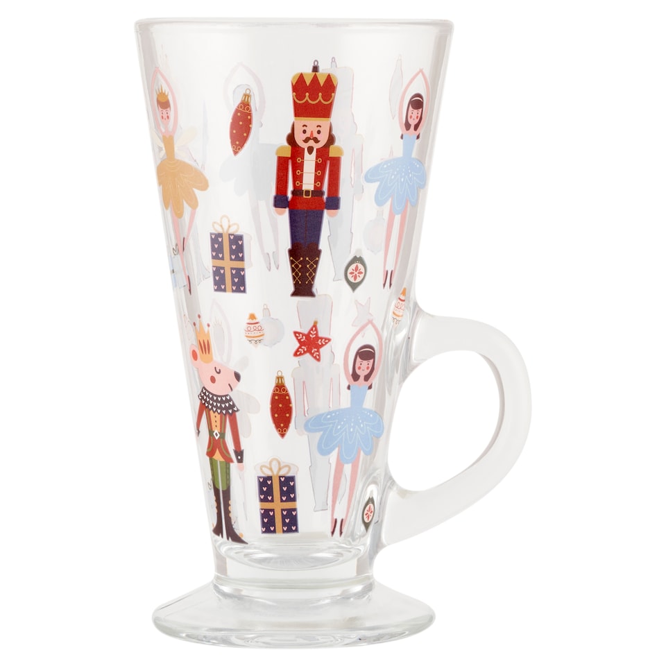 F&F Home Xmas Nutcracker Glass Latte Mug 260 ml