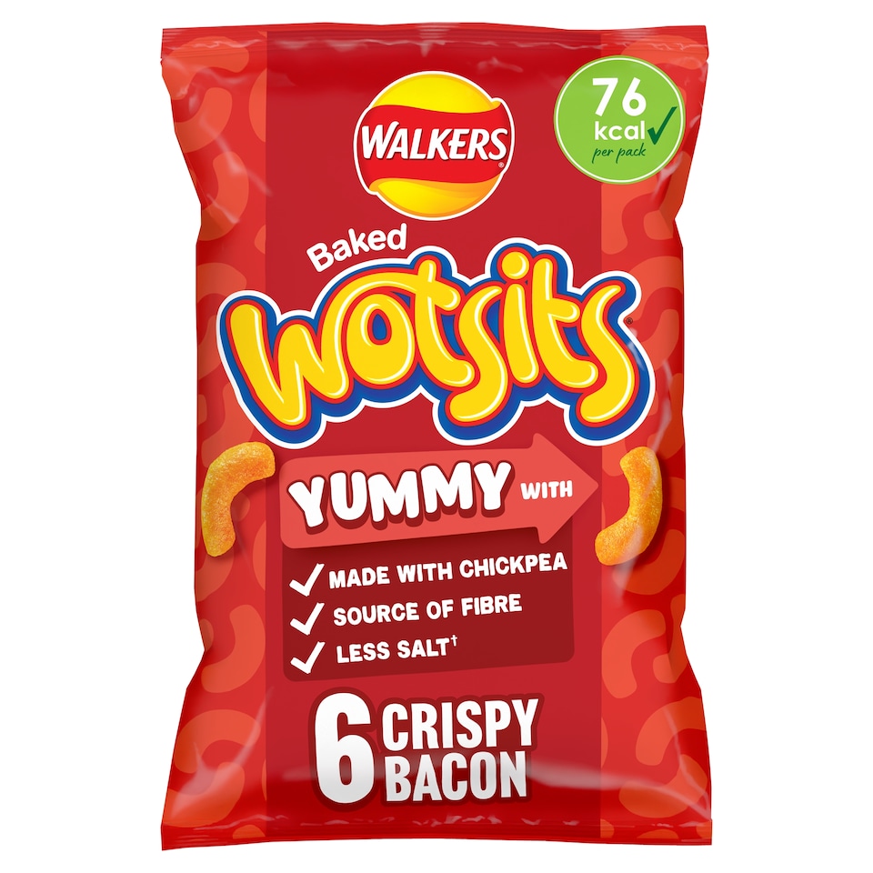 image 1 of Walkers Wotsits Crispy Bacon Multipack Crisps 6 x 16g